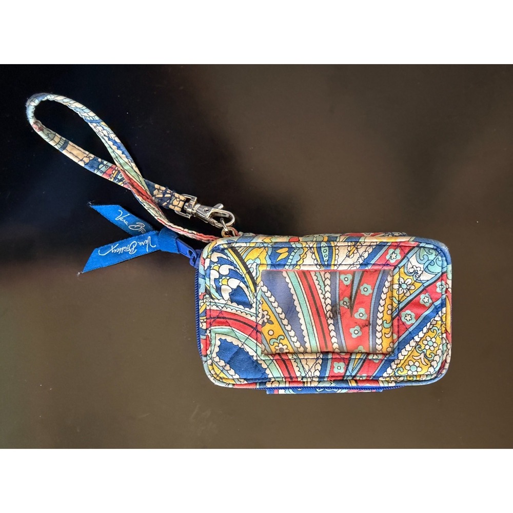 Vera Bradley Retired Marina Paisley Red Blue All In One Wallet Clutch Wristlet